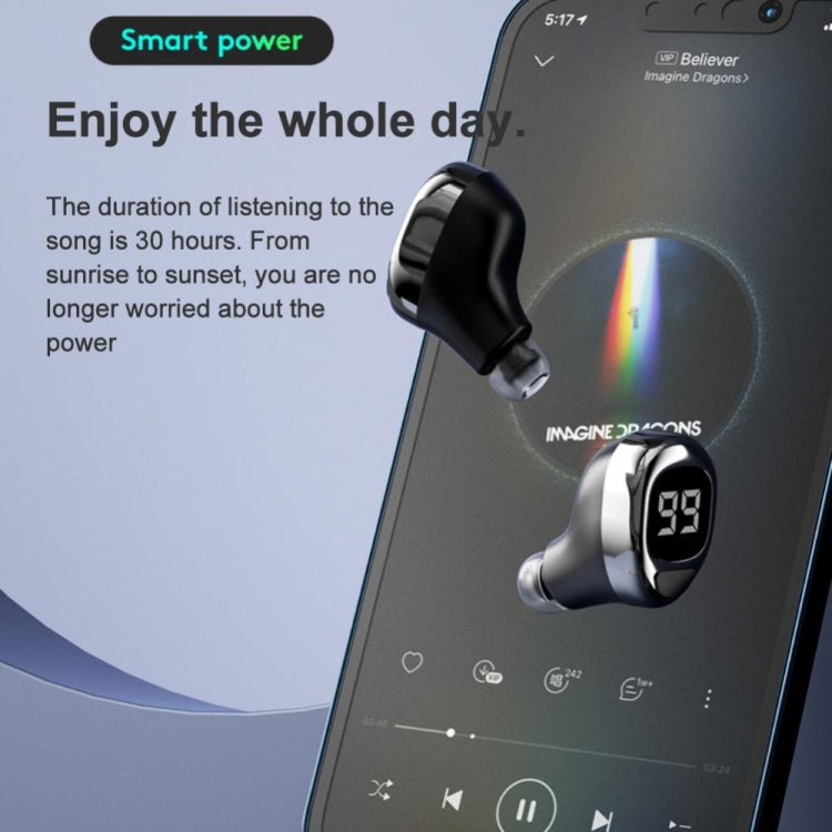 Auricular Bluetooth F6 Mini Invisível para Negócios com Ecrã Digital, F6 Preto, F6 Branco