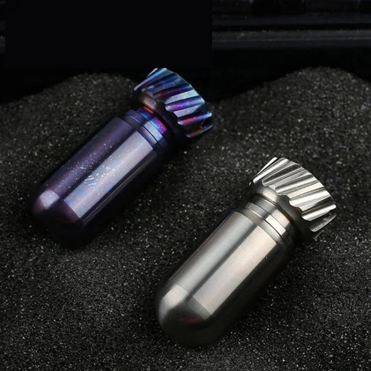 Caixa portátil para comprimidos em titânio puro mini impermeável, jarro selado para armazenamento, Cor:, Cor primária, Azul queimado