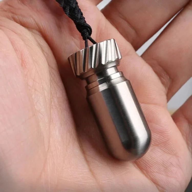 Caixa portátil para comprimidos em titânio puro mini impermeável, jarro selado para armazenamento, Cor:, Cor primária, Azul queimado
