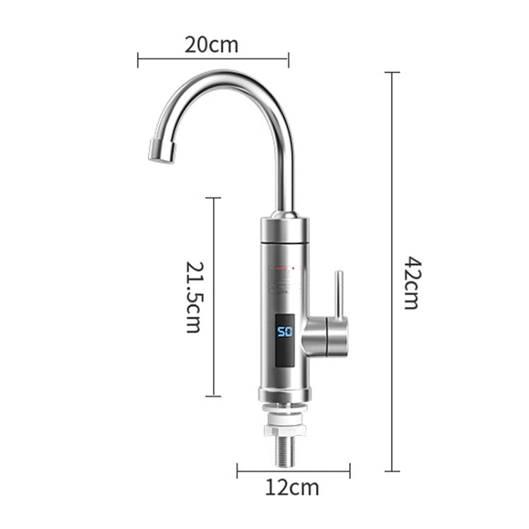 Torneira elétrica doméstica para água quente com ficha EU, estilo:, tipo em aço inoxidável, tipo universal para tubo em aço inoxidável