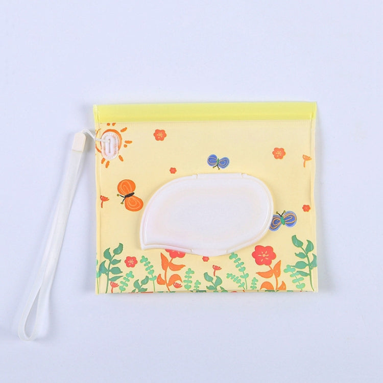 Baby EVA Wet Wipes Bag Flip Removable Paper Towel Cosmetic Cotton Bag, Black Stars, Yellow Butterfly, Kitten, Black Butterfly, Flowers