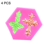 4 peças de forma de silicone para fondant em forma de cruz para bolos, forma em cruz
