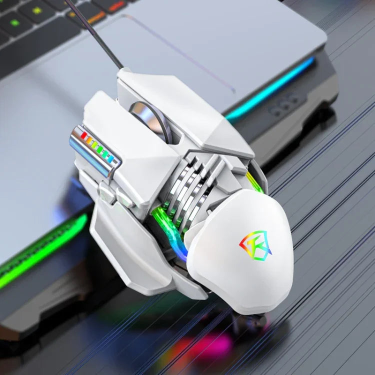 Taijia P3 6 Keys RGB Lighting Adjustable Wired Mouse, Black, White