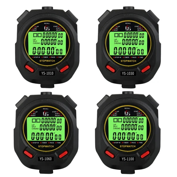 Cronómetro Luminoso YS com 3 Linhas de Ecrã para Treino Árbitro, Estilo:, YS-1010 10 Memórias, YS-1030 30 Memórias, YS-1060 60 Memórias, YS-1100 100 Memórias