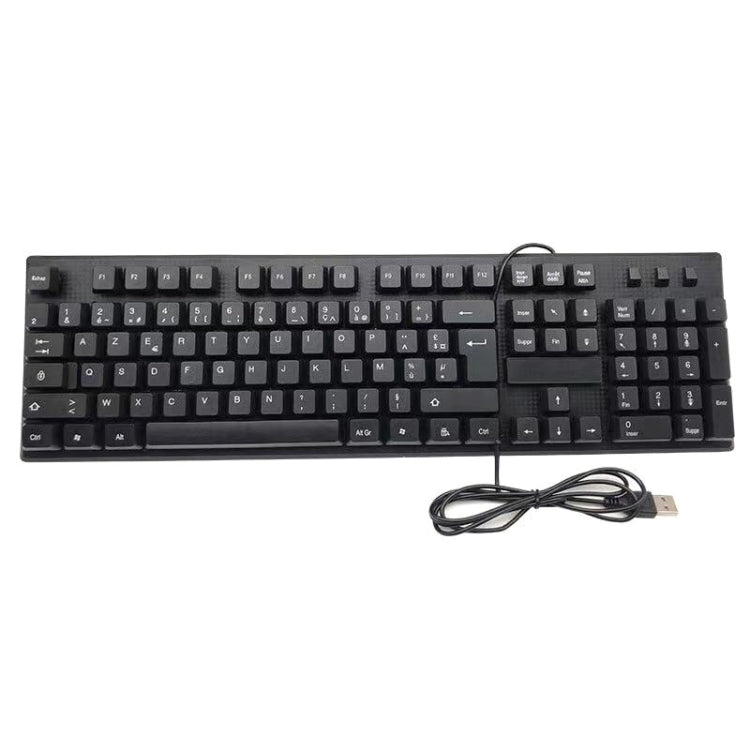 Teclado USB com Fios para Computador, 108 Teclas, Comprimento do Cabo: 1,5m, Árabe Simples, Russo, Francês, Espanhol