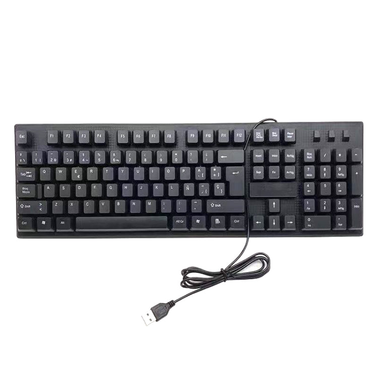Teclado USB com Fios para Computador, 108 Teclas, Comprimento do Cabo: 1,5m, Árabe Simples, Russo, Francês, Espanhol