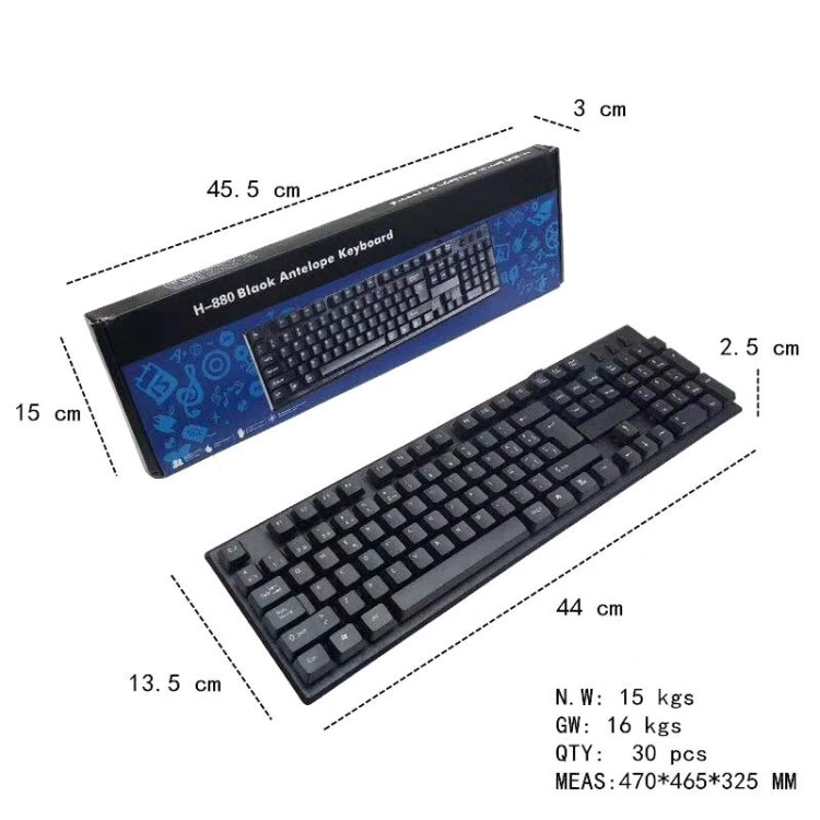 Teclado USB com Fios para Computador, 108 Teclas, Comprimento do Cabo: 1,5m, Árabe Simples, Russo, Francês, Espanhol