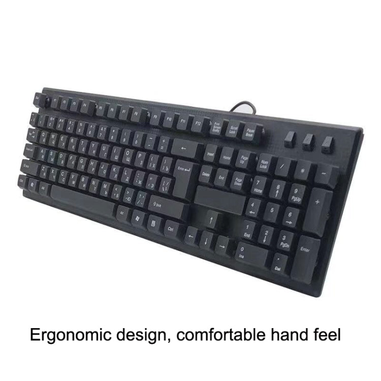 Teclado USB com Fios para Computador, 108 Teclas, Comprimento do Cabo: 1,5m, Árabe Simples, Russo, Francês, Espanhol