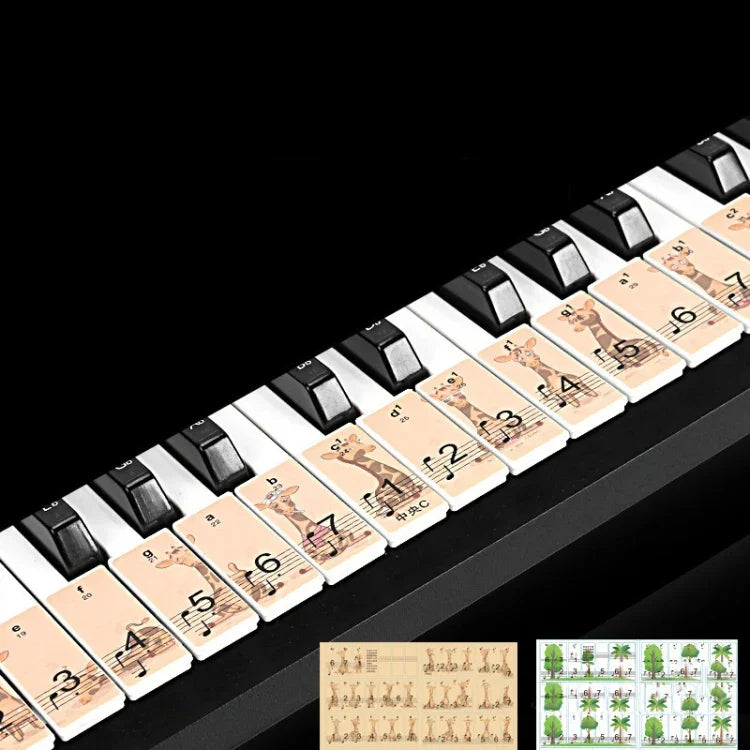 Autocolantes para Teclado de Piano M52 com 88/76/61/54/49 Teclas, Árvore, Girafa