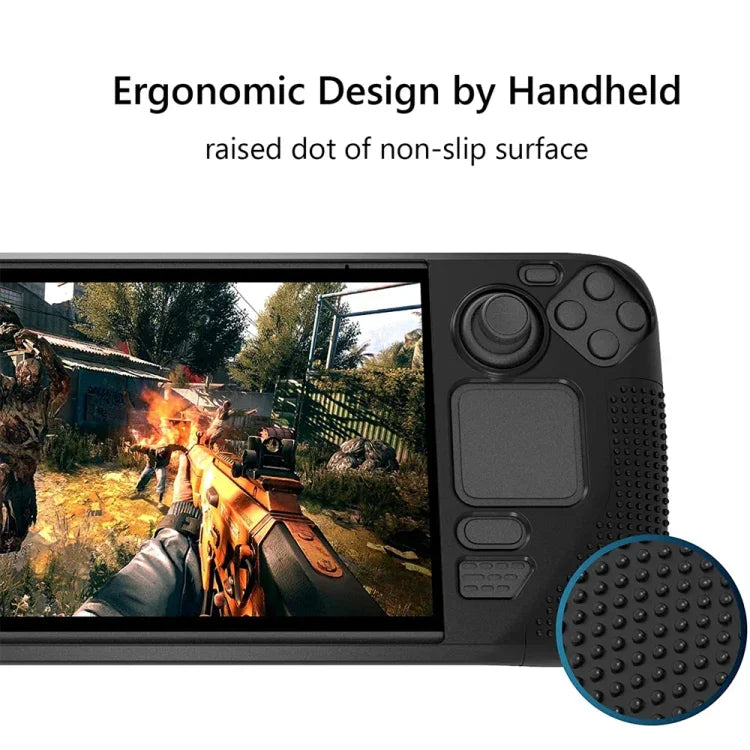 Capa de Silicone para Consola de Jogos PGTECH com Partículas Antiderrapantes para Steam Deck, Preto