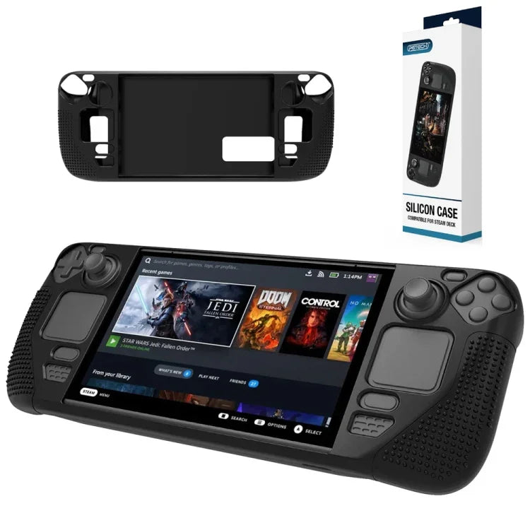 Capa de Silicone para Consola de Jogos PGTECH com Partículas Antiderrapantes para Steam Deck, Preto