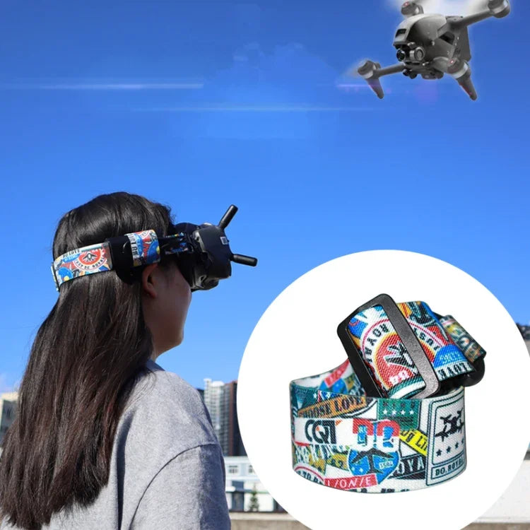 Óculos de Vídeo de Voo com Faixa de Cabeça Colorida de Grafiti para DJI FPV Goggles V2, Correia, Correia + Cabo de Energia, Correia + Cabo de Energia + Almofada
