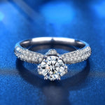 XJZ012 Anel Coroa de Moissanite em Prata Esterlina 925, Anel de Noivado, 5, 6, 7, 8