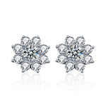 XEZ002 Brincos Flor de Sol em Prata 925 com Diamante Moissanite, Brincos Pessoais, XEZ002