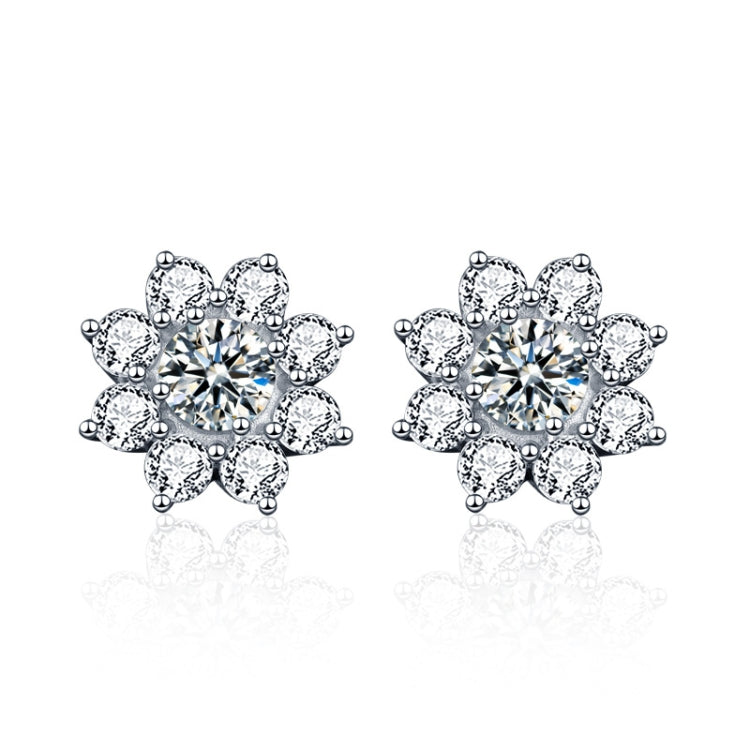 XEZ002 Brincos Flor de Sol em Prata 925 com Diamante Moissanite, Brincos Pessoais, XEZ002