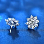 XEZ002 Brincos Flor de Sol em Prata 925 com Diamante Moissanite, Brincos Pessoais, XEZ002