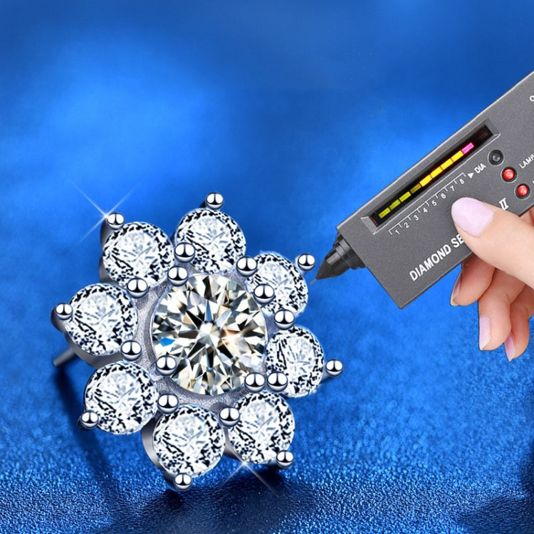 XEZ002 Brincos Flor de Sol em Prata 925 com Diamante Moissanite, Brincos Pessoais, XEZ002