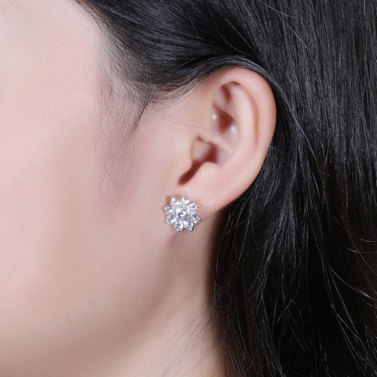 XEZ002 Brincos Flor de Sol em Prata 925 com Diamante Moissanite, Brincos Pessoais, XEZ002