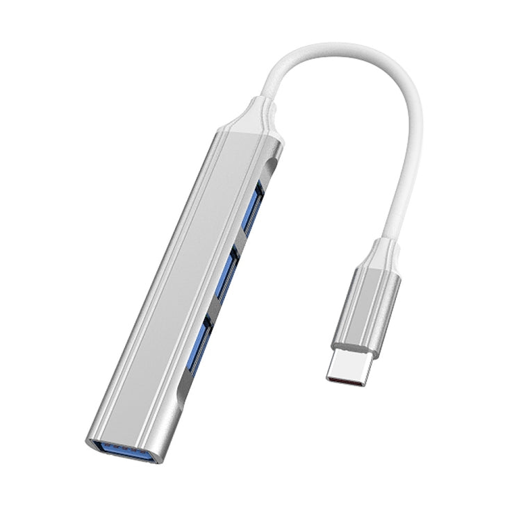 Estação de Acoplamento Mini Multifuncional Expandida 4 em 1, Especificação: Type-C/USB-C 3.0 (Prateado), Type-C/USB-C 3.0 (Prateado), Type-C/USB-C 3.0 (Cinzento), Type-C/USB-C 3.0 (Rosa), USB 3.0 (Prateado), USB 3.0 (Cinzento), USB 3.0 (Rosa)