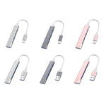 Estação de Acoplamento Mini Multifuncional Expandida 4 em 1, Especificação: Type-C/USB-C 3.0 (Prateado), Type-C/USB-C 3.0 (Prateado), Type-C/USB-C 3.0 (Cinzento), Type-C/USB-C 3.0 (Rosa), USB 3.0 (Prateado), USB 3.0 (Cinzento), USB 3.0 (Rosa)