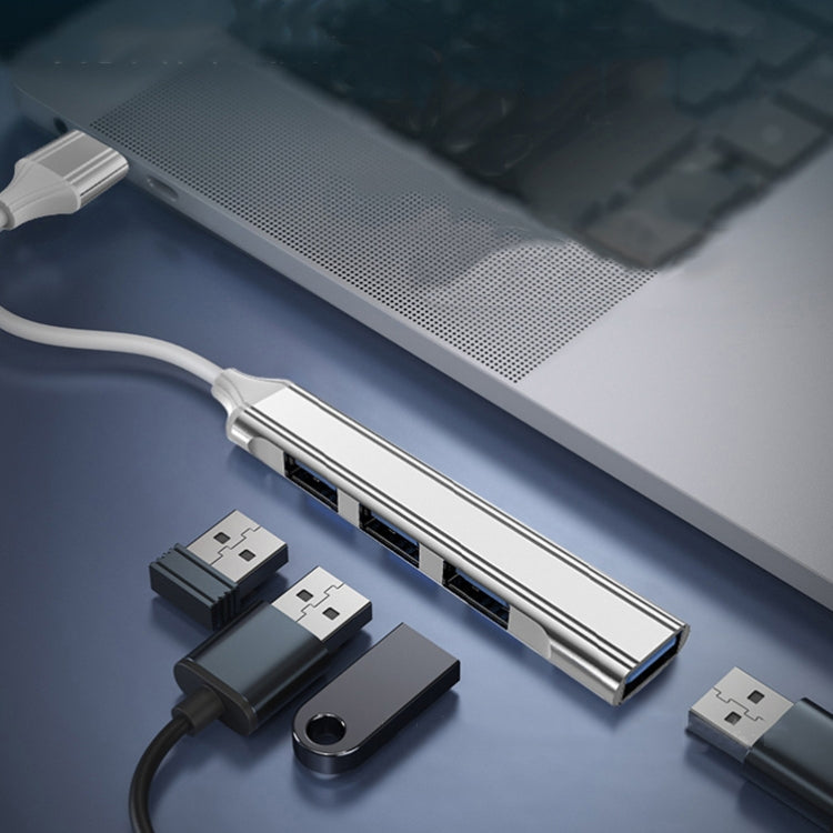 Estação de Acoplamento Mini Multifuncional Expandida 4 em 1, Especificação: Type-C/USB-C 3.0 (Prateado), Type-C/USB-C 3.0 (Prateado), Type-C/USB-C 3.0 (Cinzento), Type-C/USB-C 3.0 (Rosa), USB 3.0 (Prateado), USB 3.0 (Cinzento), USB 3.0 (Rosa)