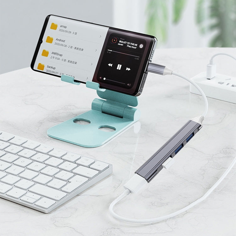 Estação de Acoplamento Mini Multifuncional Expandida 4 em 1, Especificação: Type-C/USB-C 3.0 (Prateado), Type-C/USB-C 3.0 (Prateado), Type-C/USB-C 3.0 (Cinzento), Type-C/USB-C 3.0 (Rosa), USB 3.0 (Prateado), USB 3.0 (Cinzento), USB 3.0 (Rosa)