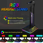 Suporte para Auscultadores Gaming com Duas Portas USB RGB com Mudança de Cor