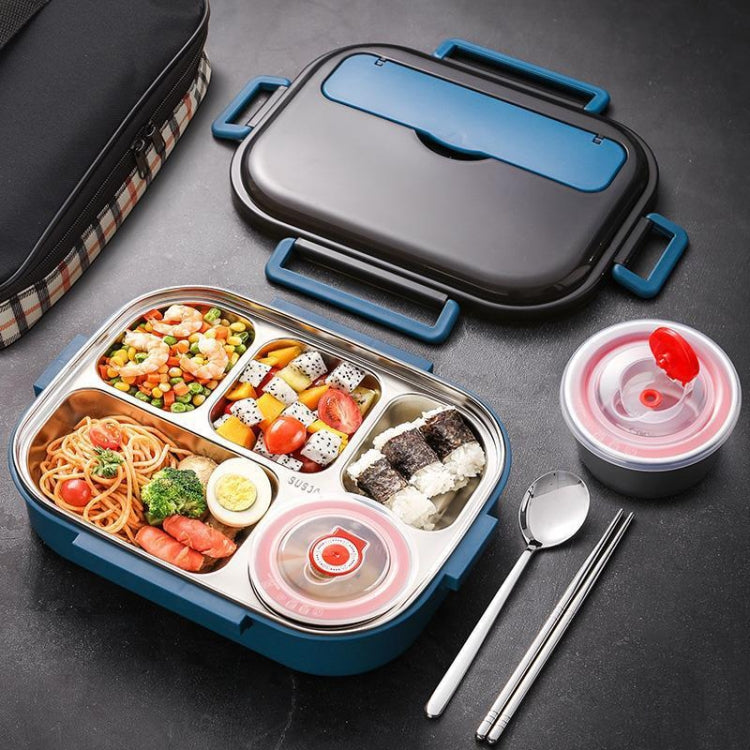 Caixa de almoço portátil de grande capacidade em aço inoxidável 304 de duas camadas, azul pavão, amarelo limão, rosa tinta