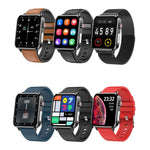 LOANIY E86 Smartwatch Bluetooth com Monitorização de Frequência Cardíaca de 1,7 polegadas, Azul, Preto, Vermelho, Couro Preto, Couro Castanho, Aço Preto
