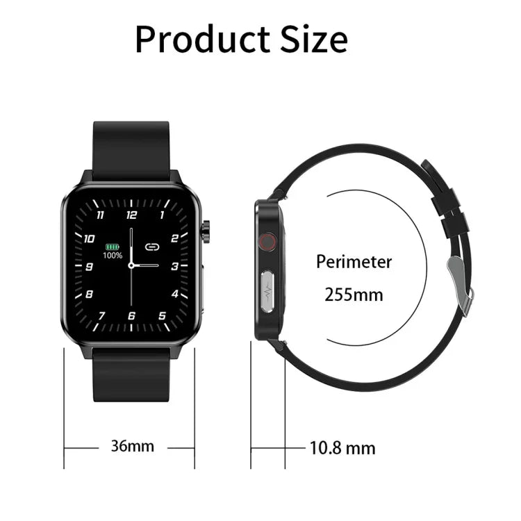 LOANIY E86 Smartwatch Bluetooth com Monitorização de Frequência Cardíaca de 1,7 polegadas, Azul, Preto, Vermelho, Couro Preto, Couro Castanho, Aço Preto