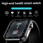 LOANIY E86 Smartwatch Bluetooth com Monitorização de Frequência Cardíaca de 1,7 polegadas, Azul, Preto, Vermelho, Couro Preto, Couro Castanho, Aço Preto