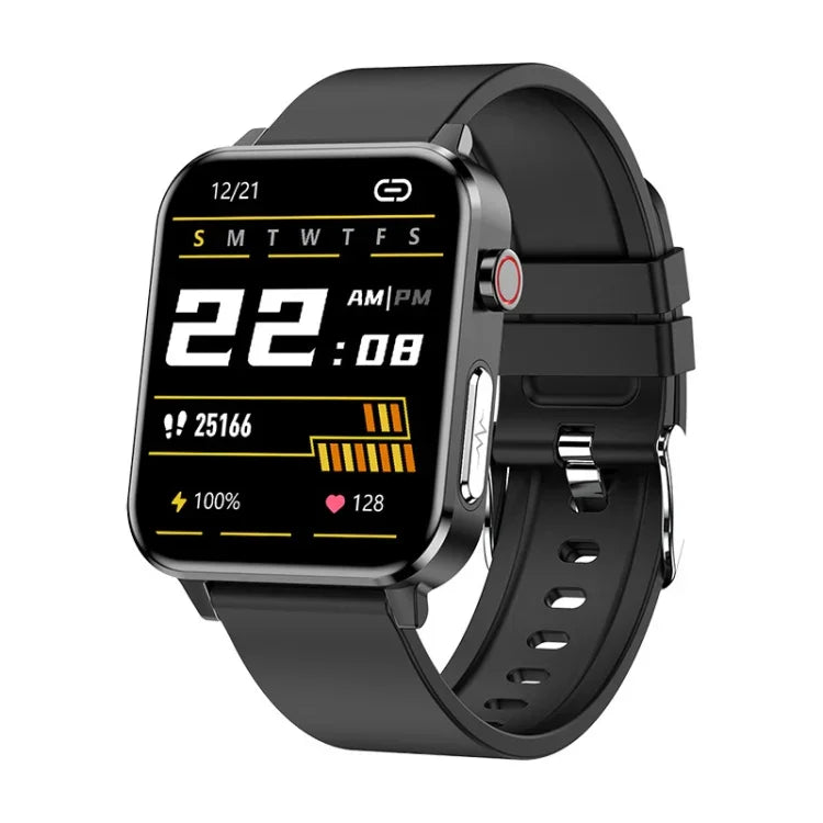 LOANIY E86 Smartwatch Bluetooth com Monitorização de Frequência Cardíaca de 1,7 polegadas, Azul, Preto, Vermelho, Couro Preto, Couro Castanho, Aço Preto