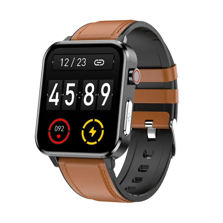 LOANIY E86 Smartwatch Bluetooth com Monitorização de Frequência Cardíaca de 1,7 polegadas, Azul, Preto, Vermelho, Couro Preto, Couro Castanho, Aço Preto