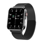 LOANIY E86 Smartwatch Bluetooth com Monitorização de Frequência Cardíaca de 1,7 polegadas, Azul, Preto, Vermelho, Couro Preto, Couro Castanho, Aço Preto