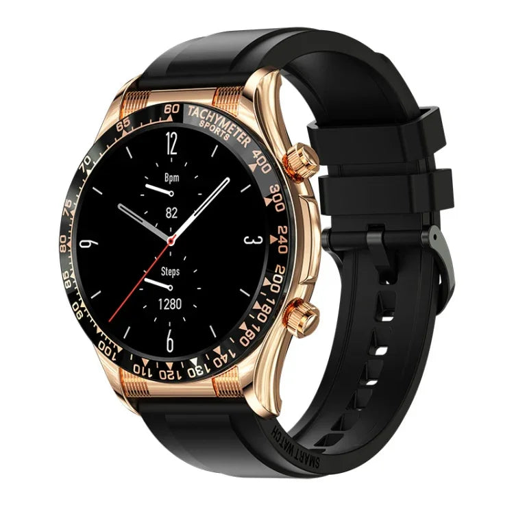 LOANIY E18 Pro Smartwatch Bluetooth com Chamadas e Função NFC, Silicone Dourado, Couro Preto, Couro Dourado, Aço Prateado Preto, Aço Prateado Verde
