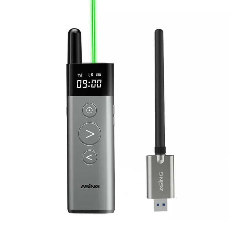 ASiNG A10 Caneta para Virar Páginas PPT com Luz Verde, Caneta de Apresentação com Controlo Remoto, Capacidade:, A10 128M (Cinzento), A10 32G (Cinzento)