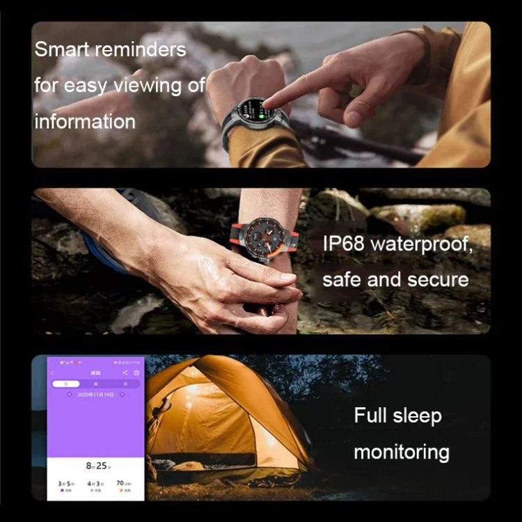 Wearkey E15 Relógio Inteligente com Monitorização de Frequência Cardíaca e Ecrã Tátil de 1,28 Polegadas, Azul, Cinzento Prateado, Laranja