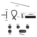 Conjunto Combinado de Organizador e Enrolador de Cabos de Dados para Secretária, 119 em 1, Zíper: 126 em 1, Tubo de Rede: 126 em 1