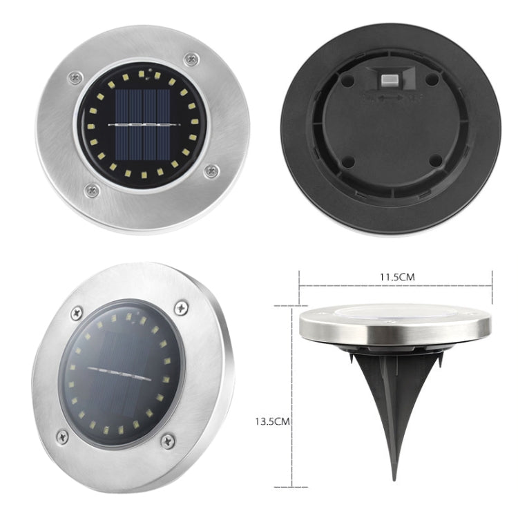 2 Peças Luz Solar para Jardim Exterior com 20 LEDs Impermeável Luz Enterrada para Relva, Luz Branca, Luz Amarela