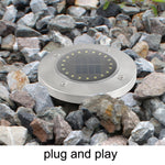 2 Peças Luz Solar para Jardim Exterior com 20 LEDs Impermeável Luz Enterrada para Relva, Luz Branca, Luz Amarela