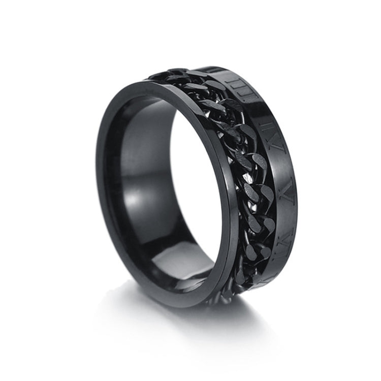 2 Peças Anel de Aço de Titânio com Numerais Romanos Giratório, preto, Cor de Aço, Dourado