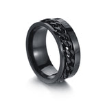2 Peças Anel de Aço de Titânio com Numerais Romanos Giratório, preto, Cor de Aço, Dourado