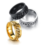 2 Peças Anel de Aço de Titânio com Numerais Romanos Giratório, preto, Cor de Aço, Dourado