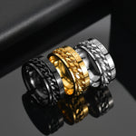 2 Peças Anel de Aço de Titânio com Numerais Romanos Giratório, preto, Cor de Aço, Dourado