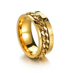 2 Peças Anel de Aço de Titânio com Numerais Romanos Giratório, preto, Cor de Aço, Dourado