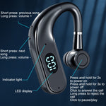 Auricular Bluetooth para Negócios com Gancho para Orelha, Ecrã Digital LED, Desportivo para Condução, X5 Standard