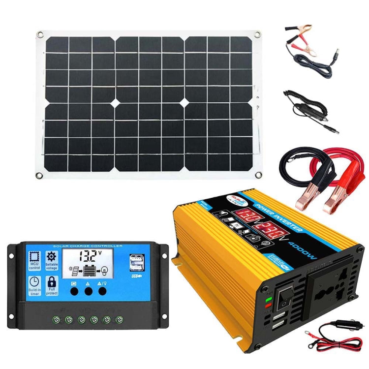 Inversor de sistema de energia solar 30A Controlador + Painel solar 18W 12V, Especificações:, Preto 12V para 110V, Preto 12V para 220V, Amarelo 12V para 110V, Amarelo 12V para 220V