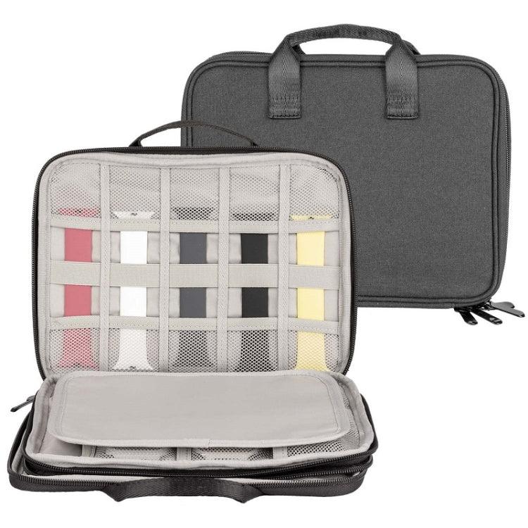 Bolsa Portátil de Armazenamento para Correias de Dupla Camada, Organizador de Cabos de Dados, Dupla Camada Preto, Dupla Camada Cinzento