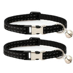 2 PCS Night Reflective Nylon Cat Collar With Bell, No Carving Green, No Carving Sky Blue, No Carving Purple, No Carving Grass Green, No Carving Black, No Carving Rose Red
