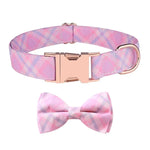 Coleira com Laço Destacável e Fivela em Ouro Rosa para Animais de Estimação, Tamanho:, S 1.5x28-40cm, M 2.0x33-50cm, L 2.5x38-60cm, XL 2.5x43-70cm
